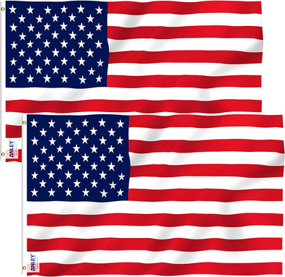 Fly Breeze 3X5 Foot American US Flag - Vivid Color and UV Fade Resistant - Canvas Header and Double Stitched - USA Flags Polyester with Brass Grommets 3 X 5 Ft