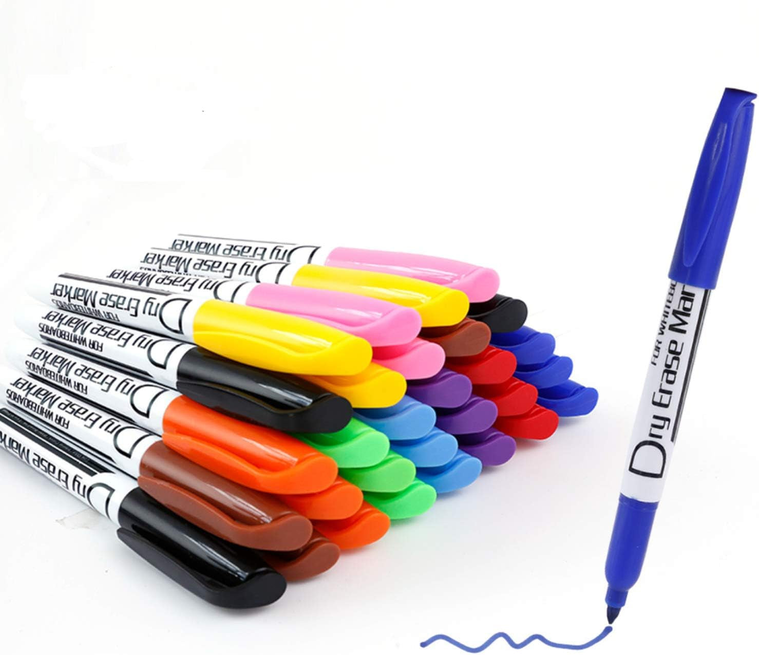 Black Dry Erase Markers Low Odor Fine Whiteboard Markers Thin Box of 30