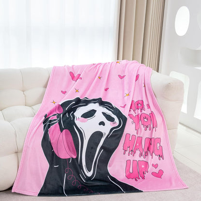 50 X 70 Extra Length Throw Blanket Funny Horror Ghostface Fleece Blanket - Cozy and Warm Throw Scream Blanket - Perfect for Halloween and Spooky Decor