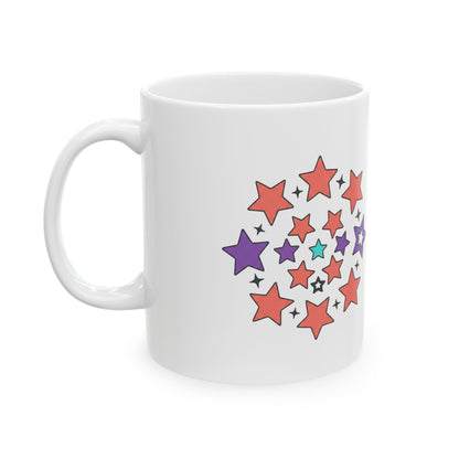 Pink-Purple Star Cluster | 11oz Ceramic Coffee Mug for Daily Sips | Galentine’s & Valentine Gift for Friends | Y2K Celestial Aesthetic