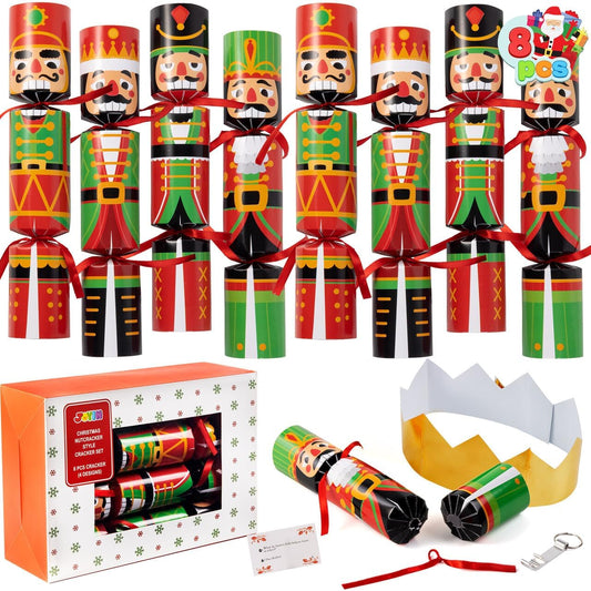 8 Pcs Christmas Party Table Favor, No Snap Party Table Favor with Nutcracker Design for Christmas Holiday Traditions, Xmas Gift and Christmas Party Favor