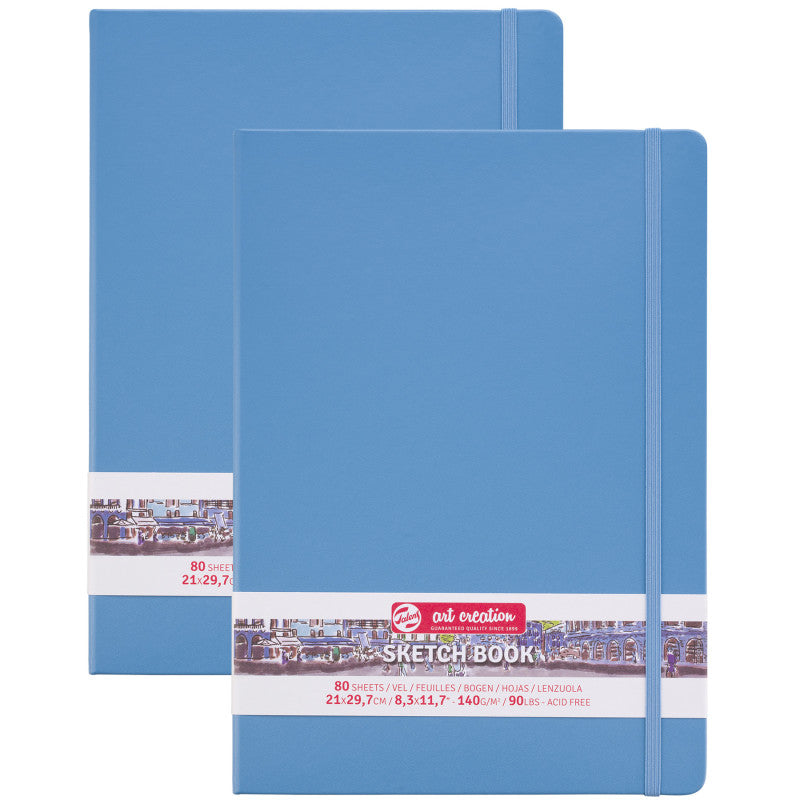 Sketchbook, 80 Sheets, 90lbs, Lake Blue Cover, 8.3" x 11.7" (A4), Pack of 2