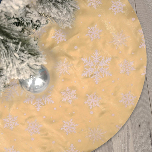 36 Inch Large Christmas Tree Skirt Xmas Soft Cover Mat Decor Snowflake Collar Farmhouse Tree Skirt for Holiday Ornaments Party Home Indoor Decorations (Flocking Gold, 36INCH)