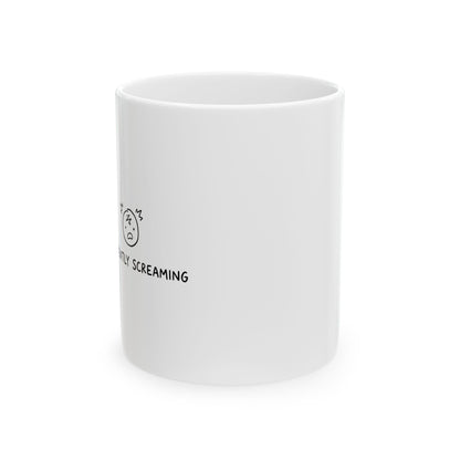Currently Screaming Internally | 11oz Ceramic Coffee Mug for Daily Chaos | Funny Friend & Family Gift | Hand-Drawn Irony Doodle Style