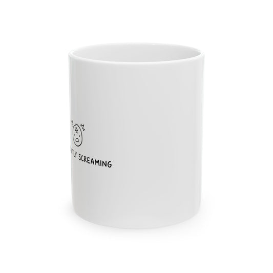 Currently Screaming Internally | 11oz Ceramic Coffee Mug for Daily Chaos | Funny Friend & Family Gift | Hand-Drawn Irony Doodle Style
