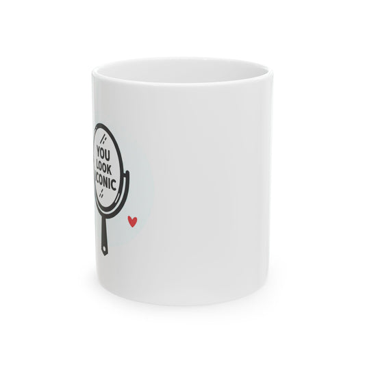 You Look Amazing Mirror Affirmation | 11oz Ceramic Coffee Mug for Self-Love | Galentine’s & Friends Gift | Y2K Gradient