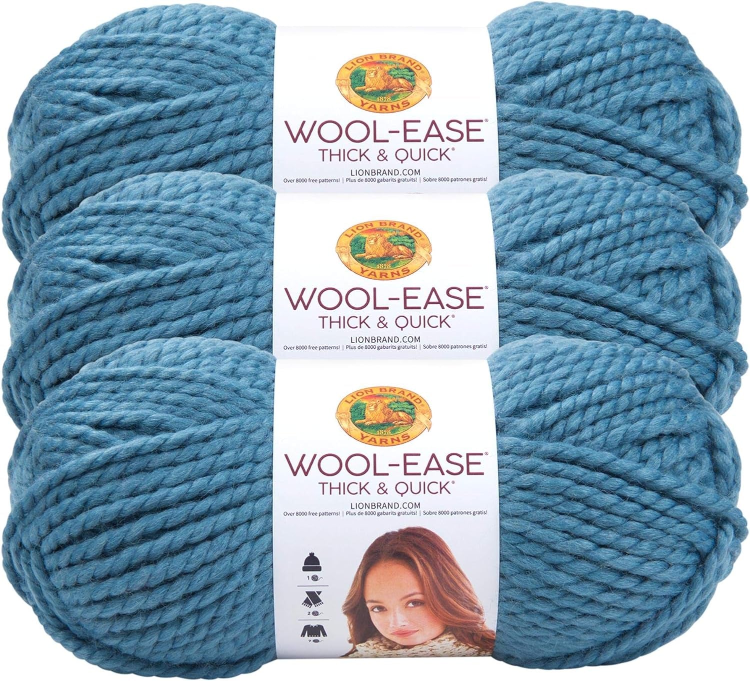 Wool-Ease Thick & Quick Yarn, Soft and Bulky Yarn for Knitting, Crocheting, and Crafting, 1 Skein, Fossil