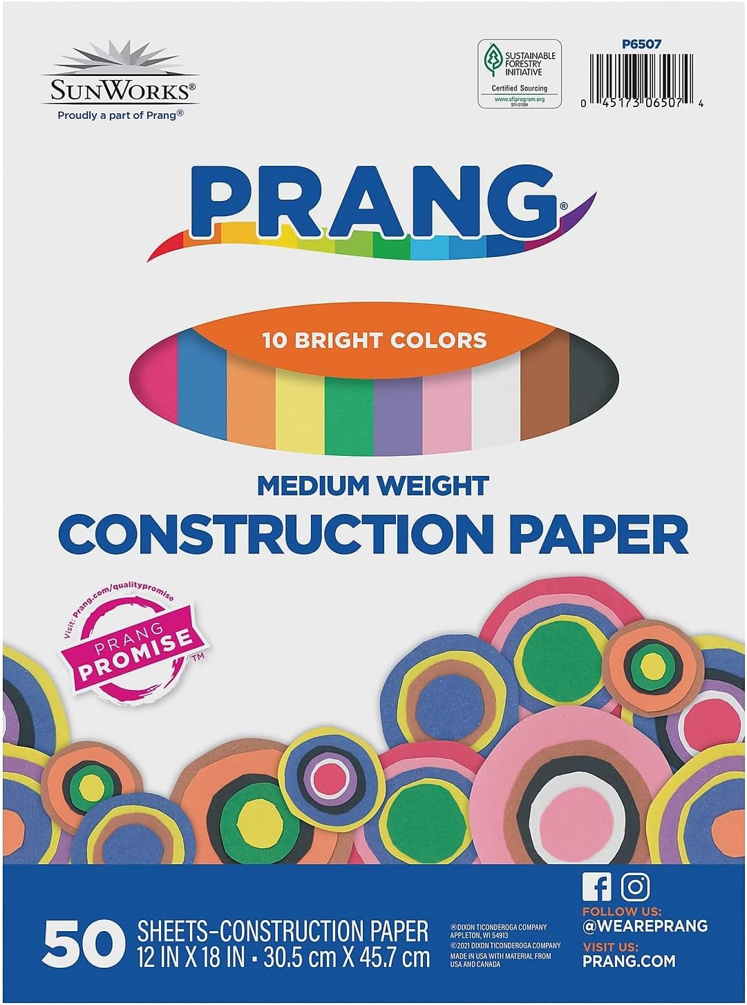 Prang (Formerly ) Construction Paper, 10 Assorted Colors, 12" X 18", 50 Sheets