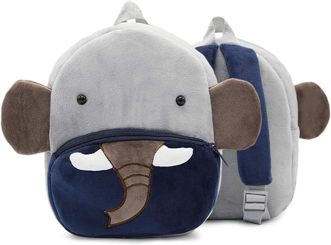 Toddler Backpack for Boys and Girls, Cute Soft Plush Animal Cartoon Mini Backpack Little for Kids 2-6 Years (Elephant)