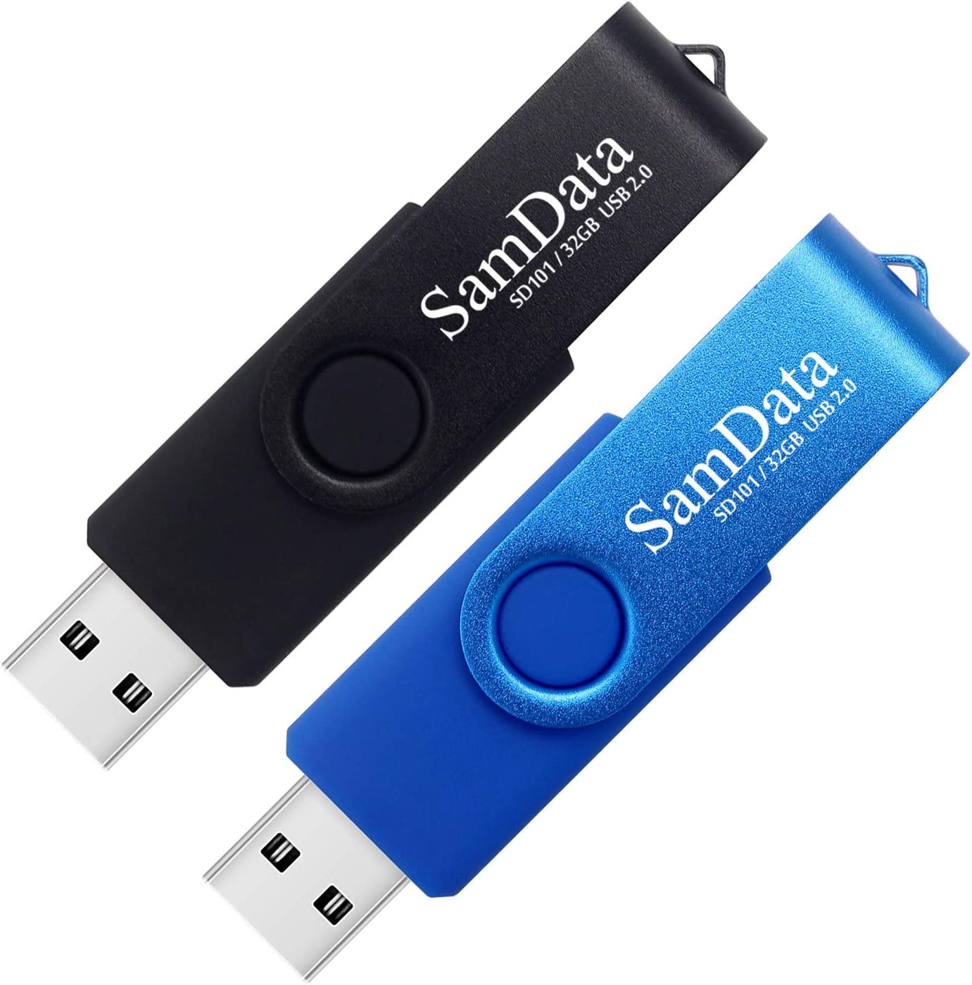 32GB USB Flash Drives 2 Pack 32GB Thumb Drives Memory Stick Jump Drive with LED Light for Storage and Backup (2 Colors: Black Blue)