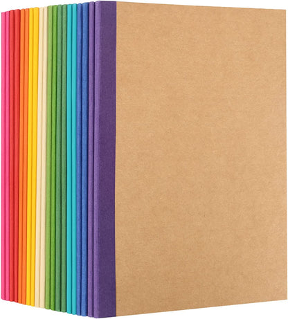 60 Pack A5 Kraft Notebooks, Composition Notebooks Lined Journal Bulk, 15 Colors with Rainbow Spines, 60 Pages for Kids Women Girls, School Office Supplies