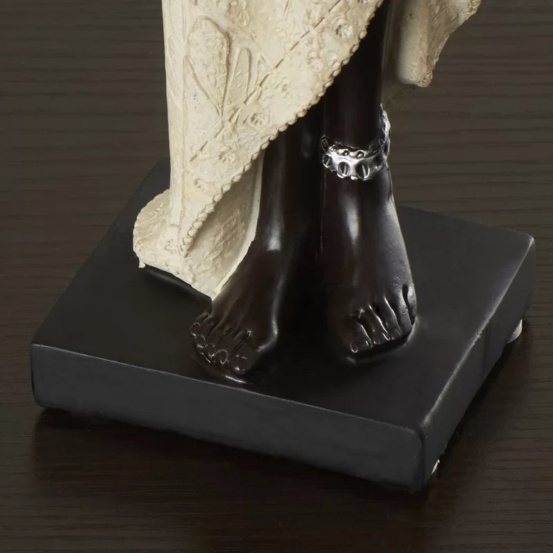 Harly Cream Polystone Standing African Woman Sculpture