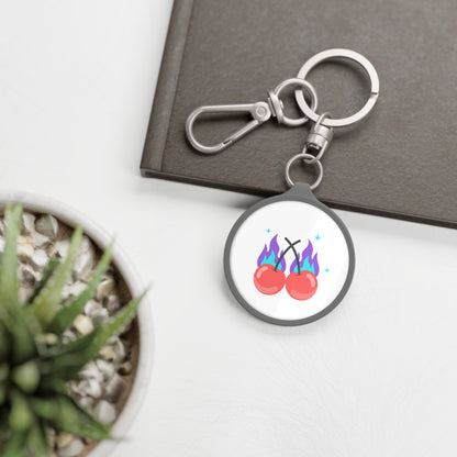 Cherry Pair Flames | Keyring Tag Charm for Bags & Keys | Valentine, Galentine & Couples Gift | Y2K Edgy-Cute Aesthetic