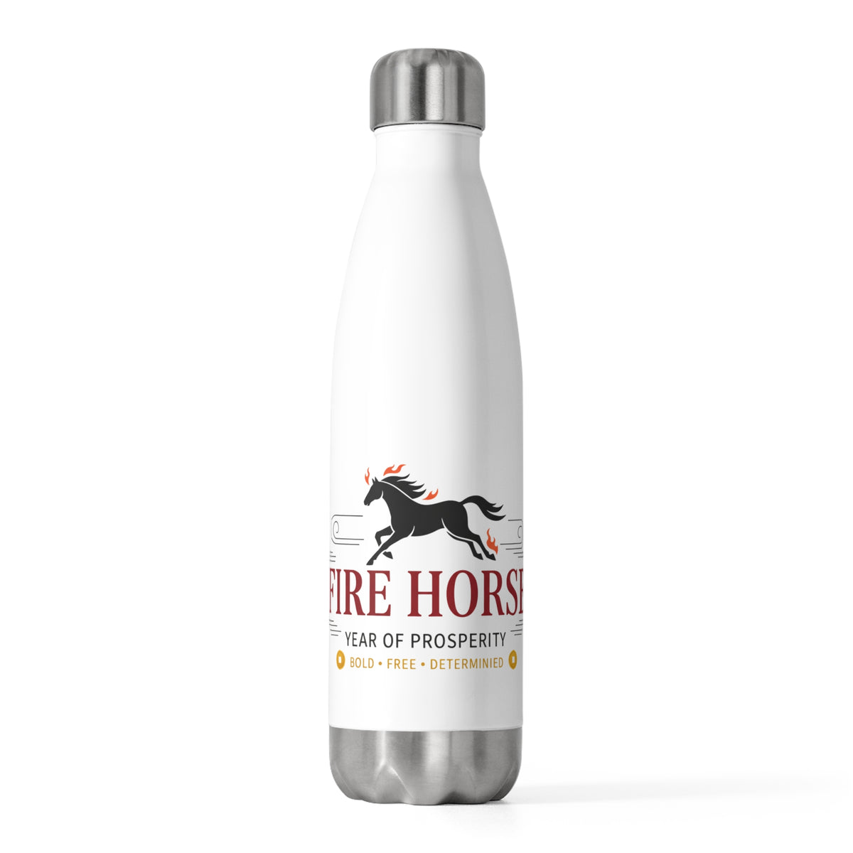 Fire Horse Lunar New Year 2026 Art | 20oz Insulated Stainless Steel Tumbler Bottle | CNY Gift for Family & Teachers | Red Gold