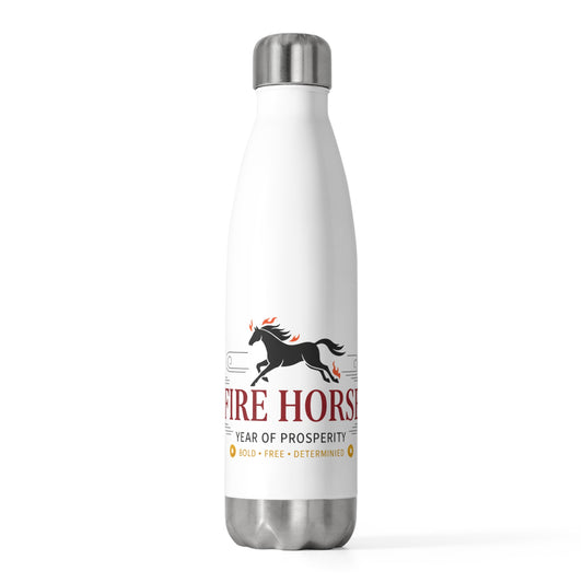 Fire Horse Lunar New Year 2026 Art | 20oz Insulated Stainless Steel Tumbler Bottle | CNY Gift for Family & Teachers | Red Gold