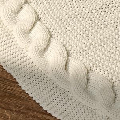 Knitted Christmas Tree Skirt: 36 Inches Cream White Tree Skirt, Chunky Cable Knit Thick Rustic Christmas Tree Decorations, Farmhouse Christmas Decor Xmas Holiday Home Party Decorations