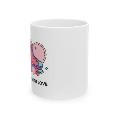 Roller Skate Heart Mug | 11oz Ceramic Coffee Cup for Valentine Vibes | Galentine’s Day Friend & Family Gift | Y2K Aesthetic