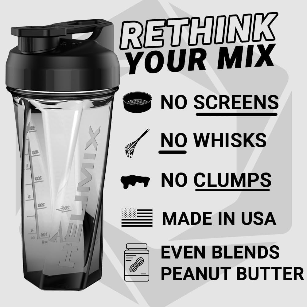 2.0 Vortex Blender Shaker Bottle Holds Upto 28Oz | No Blending Ball or Whisk | USA Made | Pre Workout Protein Drink Shaker Cup | Weight Loss Supplements Shakes | Top Rack Safe