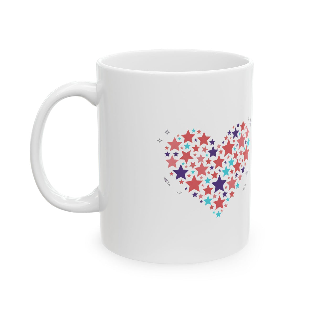 Star Cluster Heart | 11oz Ceramic Coffee Mug for Cozy Sips | Valentine & Galentine Gift for Friends & Family | Y2K Aesthetic
