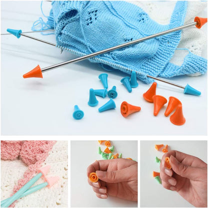 20 PCS Knitting Needles Point Protectors/Stoppers with Plastic Box, Include 10 Small & 10 Large, Knit Needle Tip Covers for Beginners Knitting Craft DIY