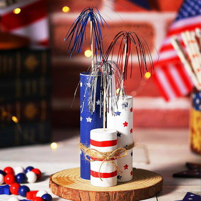 3 Pcs 4Th of July Wooden Firework Patriotic Tiered Tray Decor Independence Day Centerpiece Memorial Day Table Decor Patriotic Wooden Centerpiece for Home Decorations(Stripe and Star)