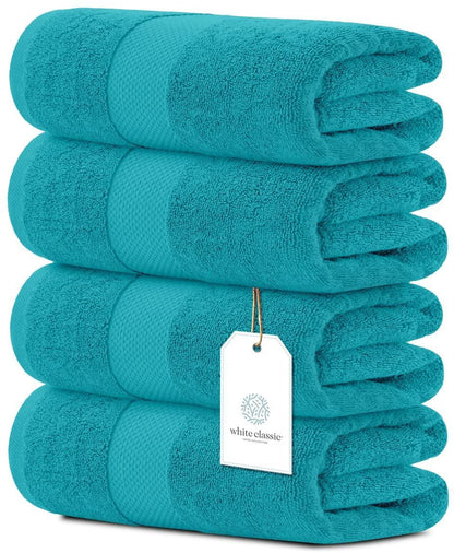 Luxury Bath Towels Set of 4 Large   700 GSM Cotton Ultra Soft Bath Towels 27x54