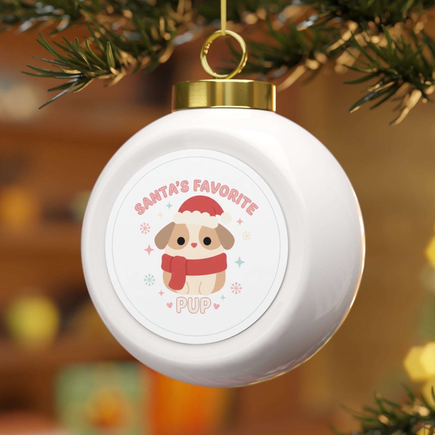Christmas Ball Ornament - Santa's Favorite Pup Dog Holiday Ornament
