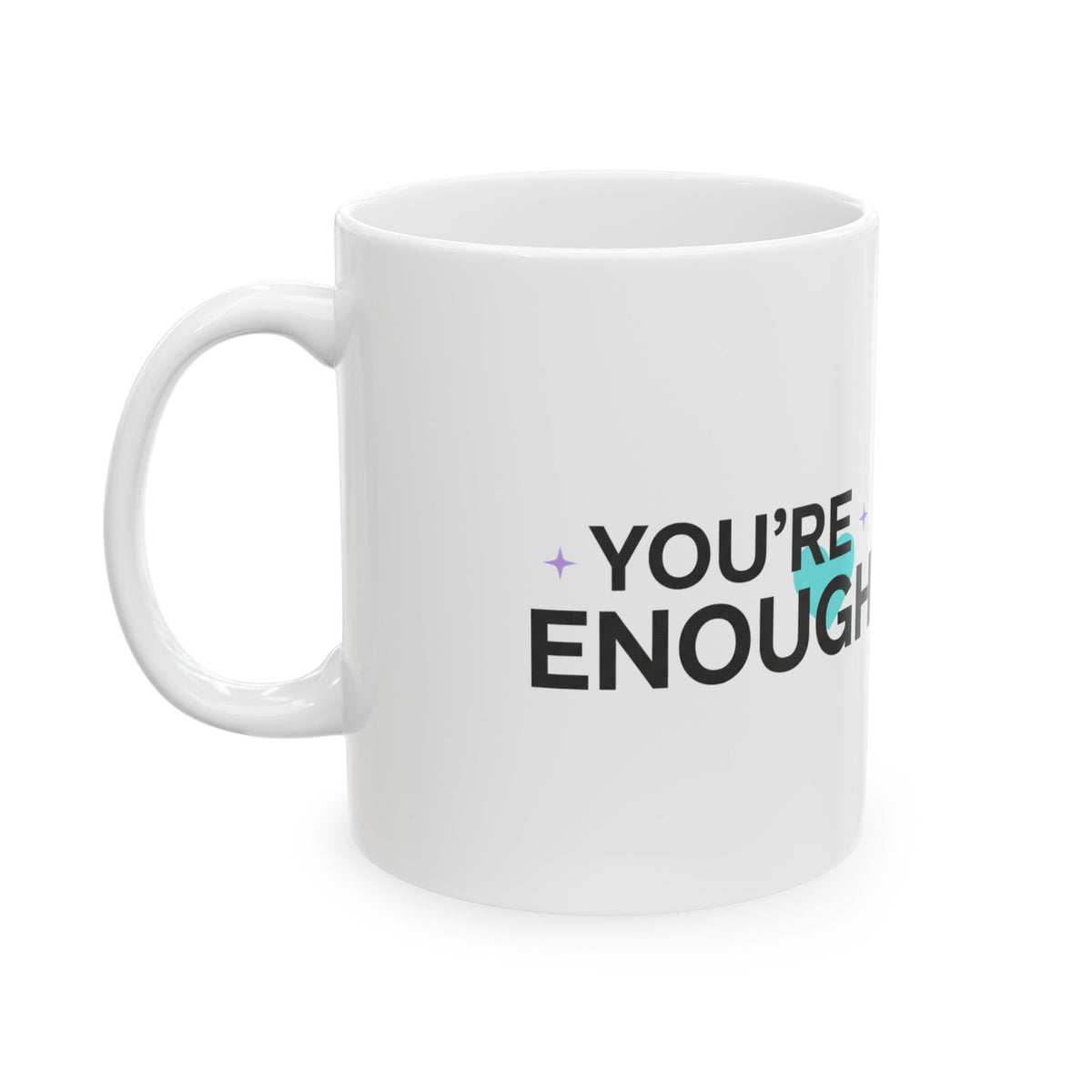 You're Enough | 11oz Ceramic Coffee Mug, Self Love Quote | Galentine’s Day Gift for Friends & Family | Pink Gradient Aesthetic