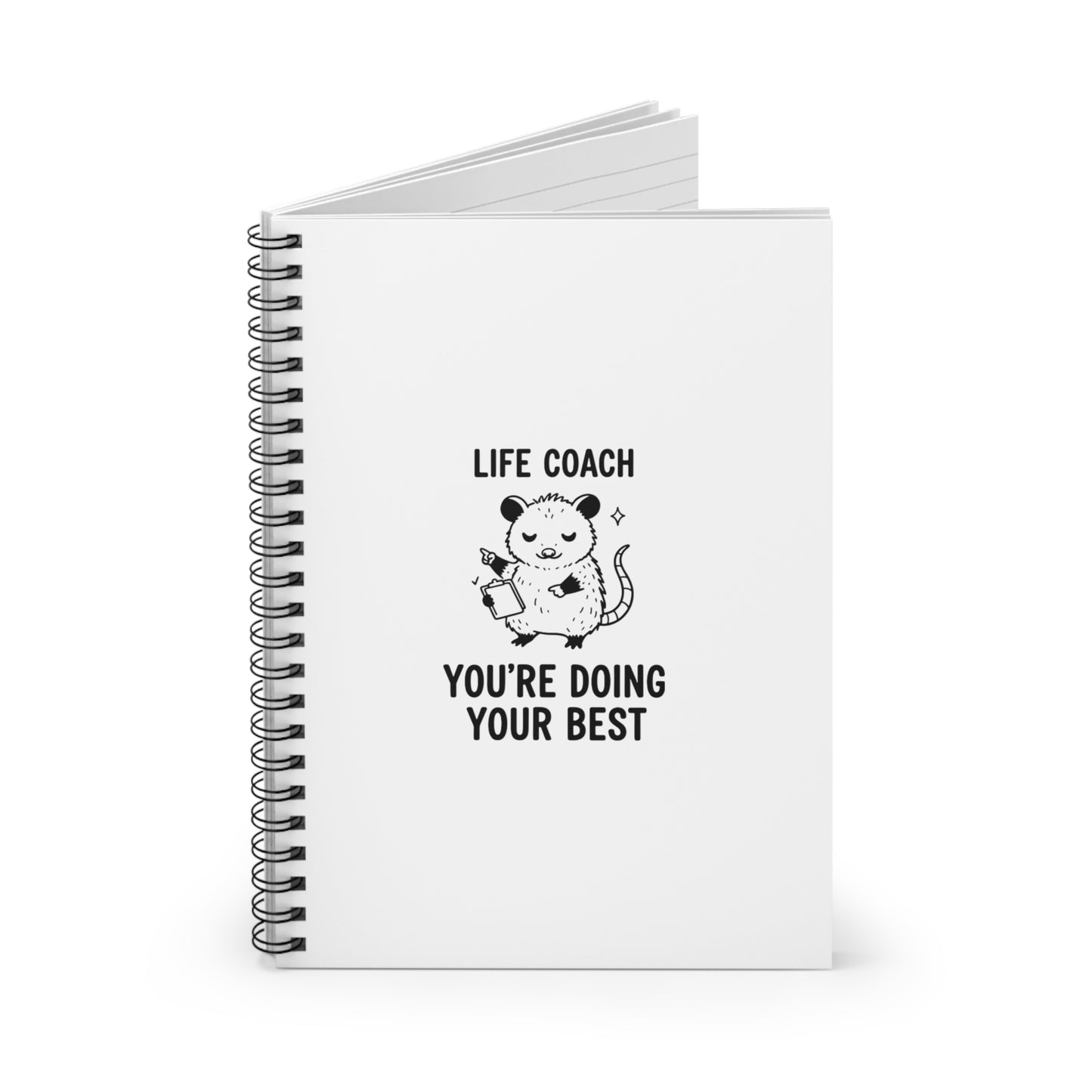 Spiral Journal Notebook, Possum Life Coach, School Gift, Book Collector
