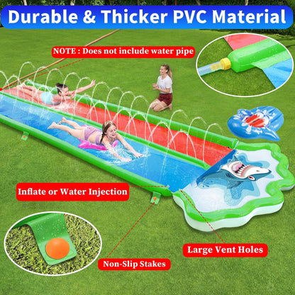 Slip and Slide Lawn Water Slides - Inflatable Heavy Duty Slip Slides with 2 Bodyboards,20X6Ft 10 Lb,Lawn Waterslide Summer Water Toy with Sprinkler for Kids Backyard Yard Outdoor Summer Party Play