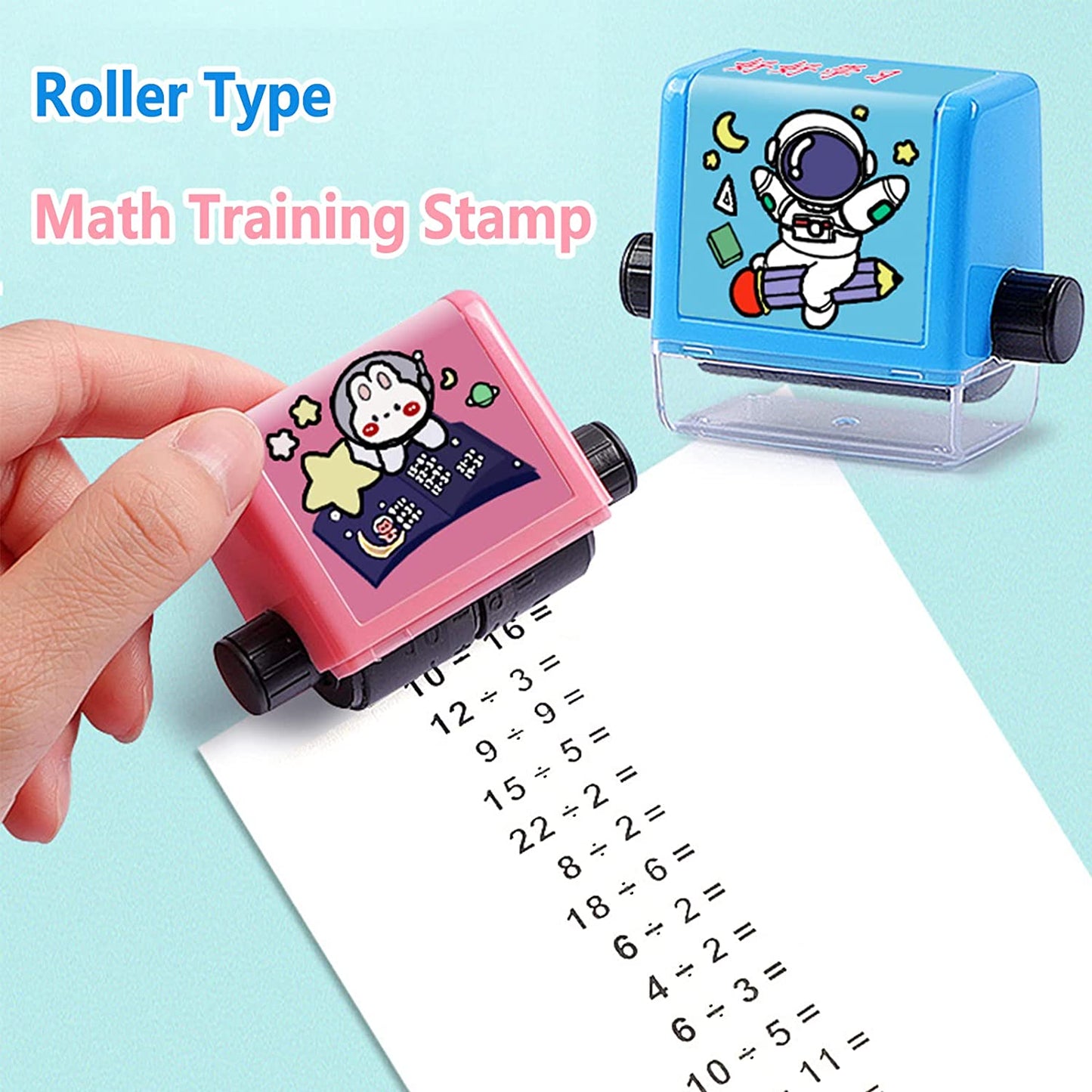 Teaching Stamps for Kids,Smart Math Roller Stamps,Refillable Ink Math Practice Stamp,Multiplication and Division Math Learning Roller Stamp Within100,For Preschool Kindergarten Classroom Supplies