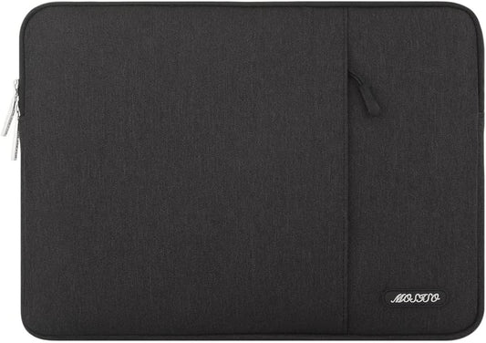 Laptop Sleeve Bag Compatible with Macbook Air/Pro, 13-13.3 Inch Notebook, Compatible with Macbook Pro 14 Inch M3 M2 M1 Chip Pro Max 2024-2021, Polyester Vertical Case with Pocket, Black