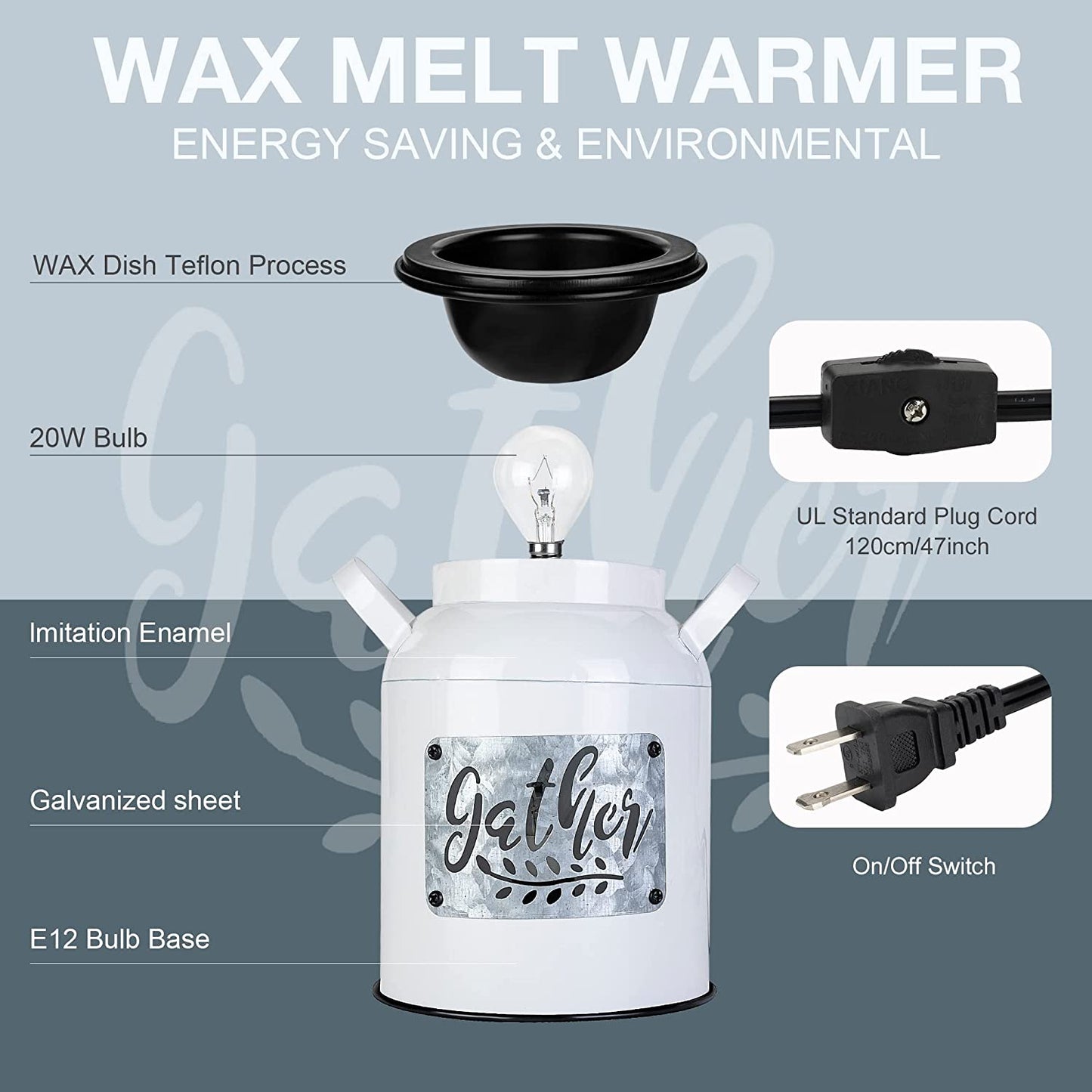 Milk Can Wax Melt Warmer, Scentsy Wax Warmer,Metal Wax Burner, Farmhouse Wax Warmers for Melting Scented Wax Cubes,Candle Wax Warmer for Rustic Home Décor, Office, Birthday Gifts