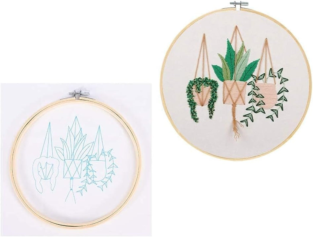 3 Sets Embroidery Kit for Beginners Needlepoint Cross Stitch Kits for Adults,Stitch Learning DIY Kit with Easy Instruction Video,Stamped Floral Embroidery Patterns,Hoop,Threads,Sewing Hobby