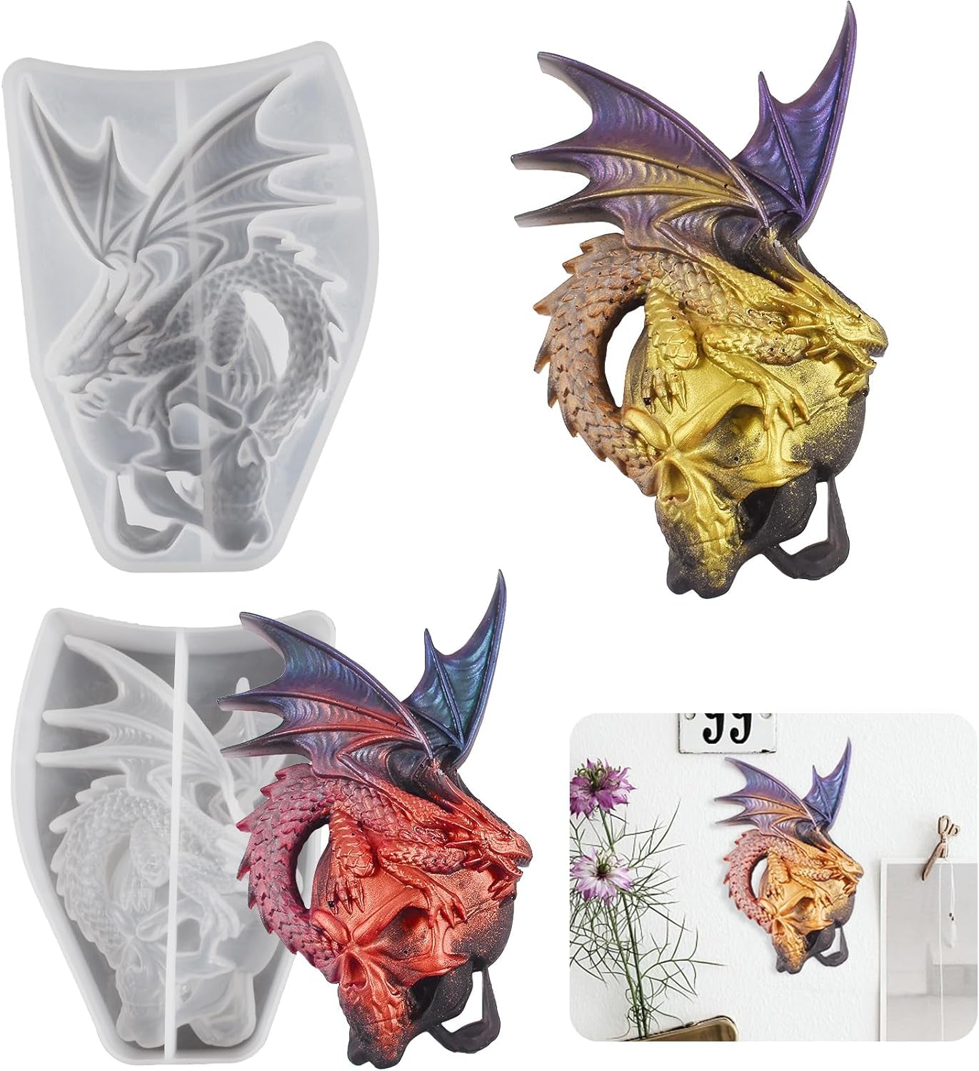 7 Pcs Dragon Shape Earring Mold Dragon Egg Mold Earring Pendant Mold Earring Resin Mold Clay Mold Candle Making Molds Craft Supplies 3D Mold Silicone Mold for Resin Resin Casting Mold