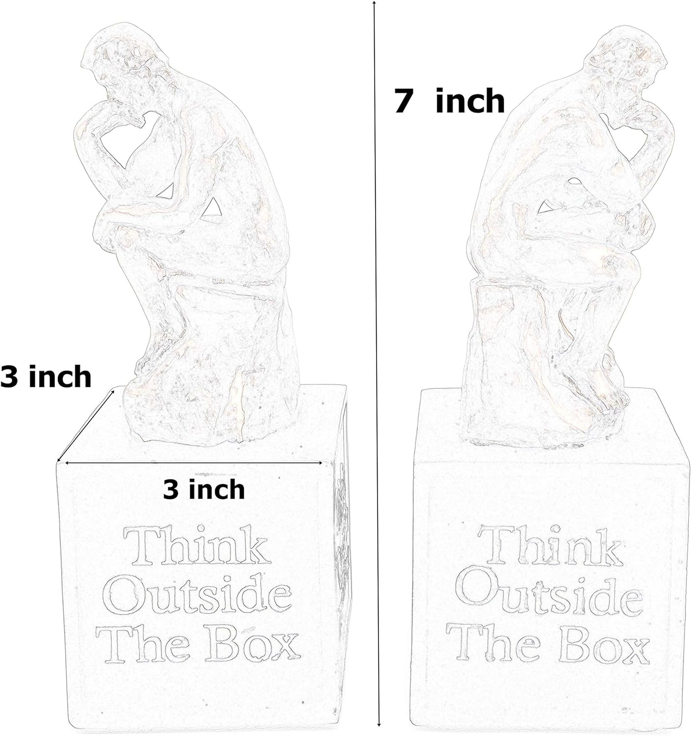  Rodin'S Thinker Bookends Vintage Cool Creative Idea outside the Box Cute Modern Abstract Sculpture Unique Book Ends Holder Stopper Library Shelves Aesthetic Boho Home Decor Accents