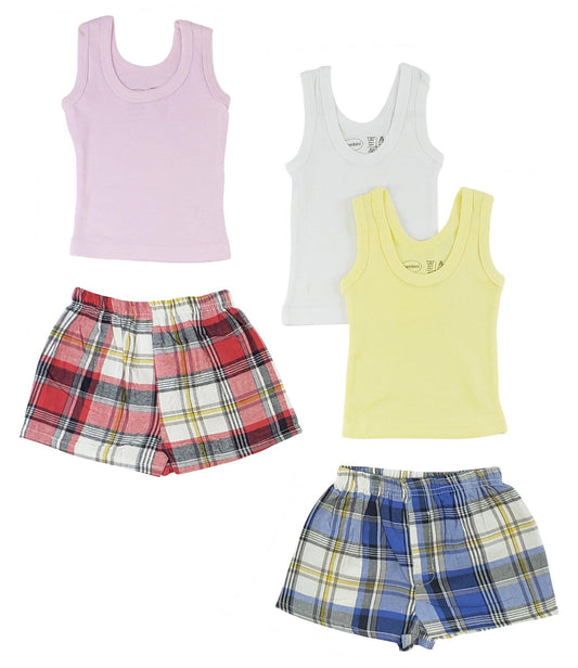 Girls Tank Tops And Boxer Shorts - Loomini