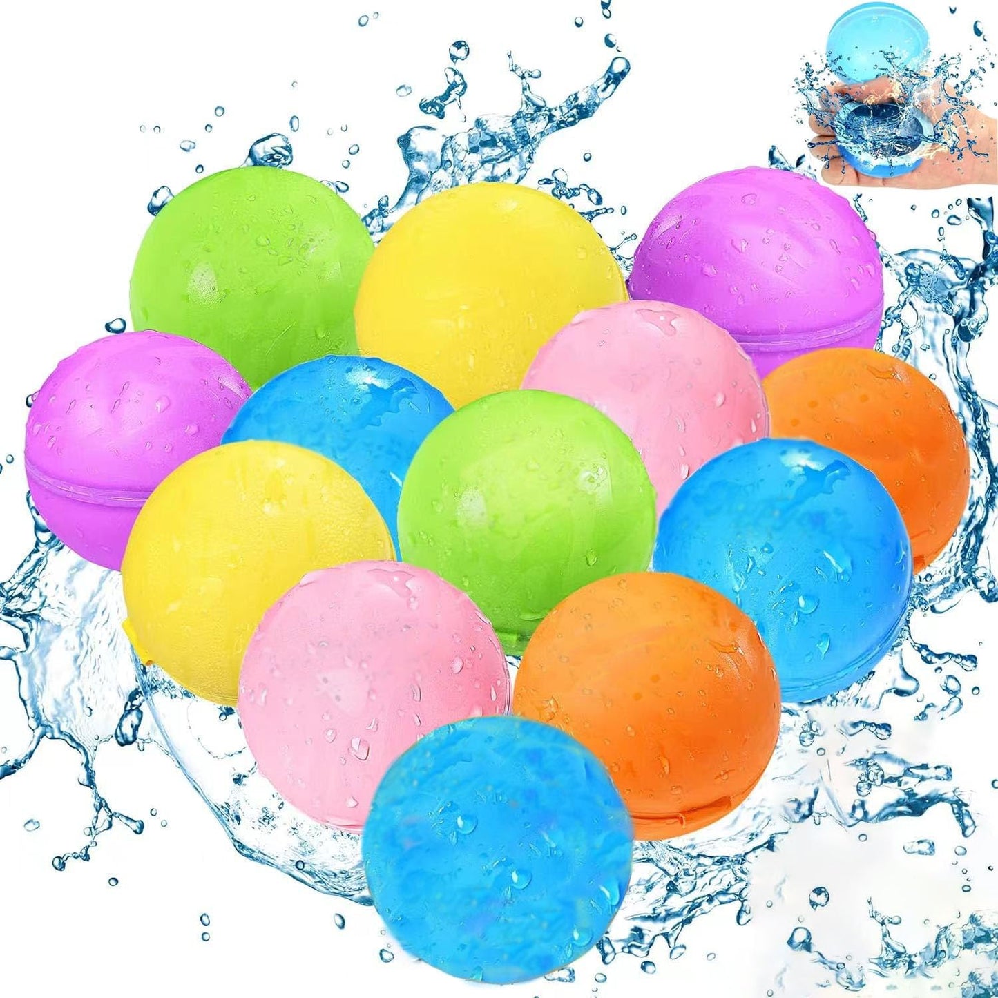 Reusable Water Balloons, Summer Toy Water Toy for Boys and Girls, Pool Beach Toys for Kids Ages 3-12, Outdoor Activities Water Toys Self Sealing Water Splash Ball for Fun (13Pack)