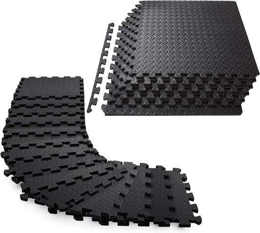 Interlocking Soft Foam Floor Mat - 20 Tiles Protective Gym Flooring Set, Exercise Mats EVA Puzzle Rubber Tiles, Ground Surface Protection Workout Underlay Matting Sports Home Fitness Garage