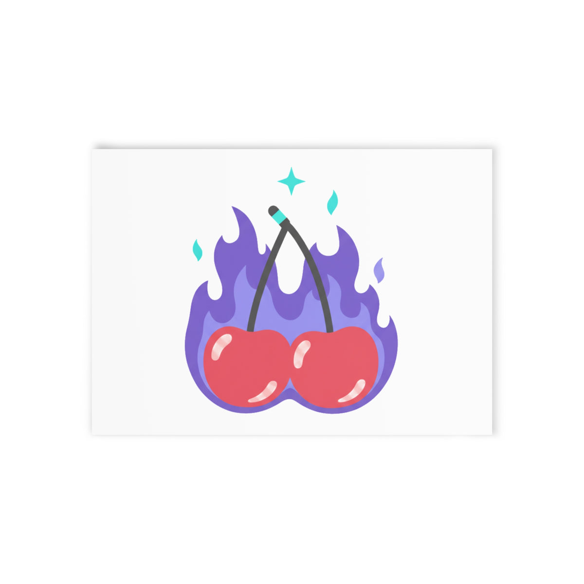 Cherry Pair Flames | Valentine Greeting Card + Postcard | Lover, Galentine & Friend Gift | Y2K Edgy-Cute Aesthetic