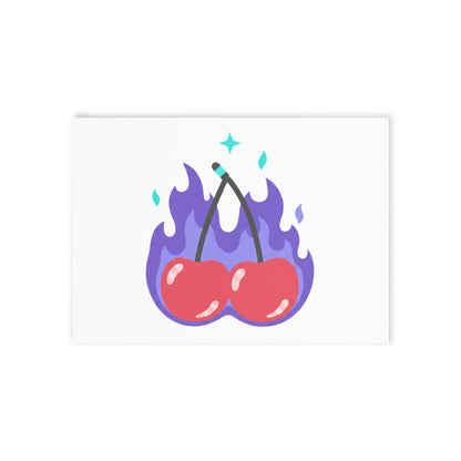 Cherry Pair Flames | Valentine Greeting Card + Postcard | Lover, Galentine & Friend Gift | Y2K Edgy-Cute Aesthetic