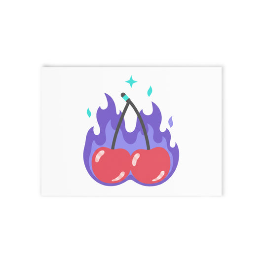 Cherry Pair Flames | Valentine Greeting Card + Postcard | Lover, Galentine & Friend Gift | Y2K Edgy-Cute Aesthetic