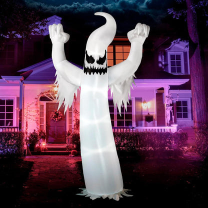 12 FT Tall Halloween Inflatables Ghost Outdoor Decorations, Inflatable Halloween Yard Decorations, Blow up Ghost Halloween Decor with Build-In Leds for Scary Halloween Decorations