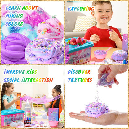 Slime Kit Confetti Slime, Glimmer Crunchy Slime, Foam Slime, Jelly Cubes Slime, Stress Relief Toys, Party Favors for Kids, for Girl Boys 6 7 8 9 10 11 12