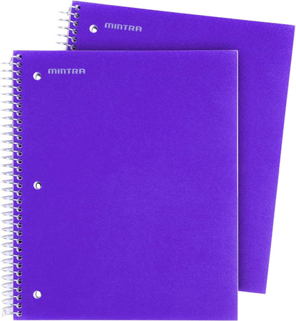 Office Durable Spiral Notebooks, 3 Subject (Ateal, Purple, White, College Ruled 3Pk)