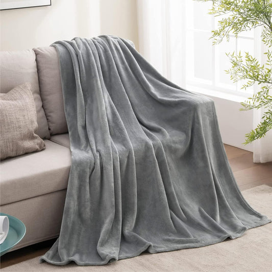 Fleece Blanket Grey Throw Blanket for Couch & Bed, Luxury Plush Cozy Fuzzy Blanket 50" X 70", Super Soft Warm Lightweight Fall Throw Blanket for Travel Camping