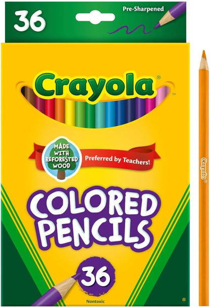 Colored Pencils (36Ct), Kids Pencils Set, Art Supplies, Great for Coloring Books, Classroom Pencils, School Supplies, 3+