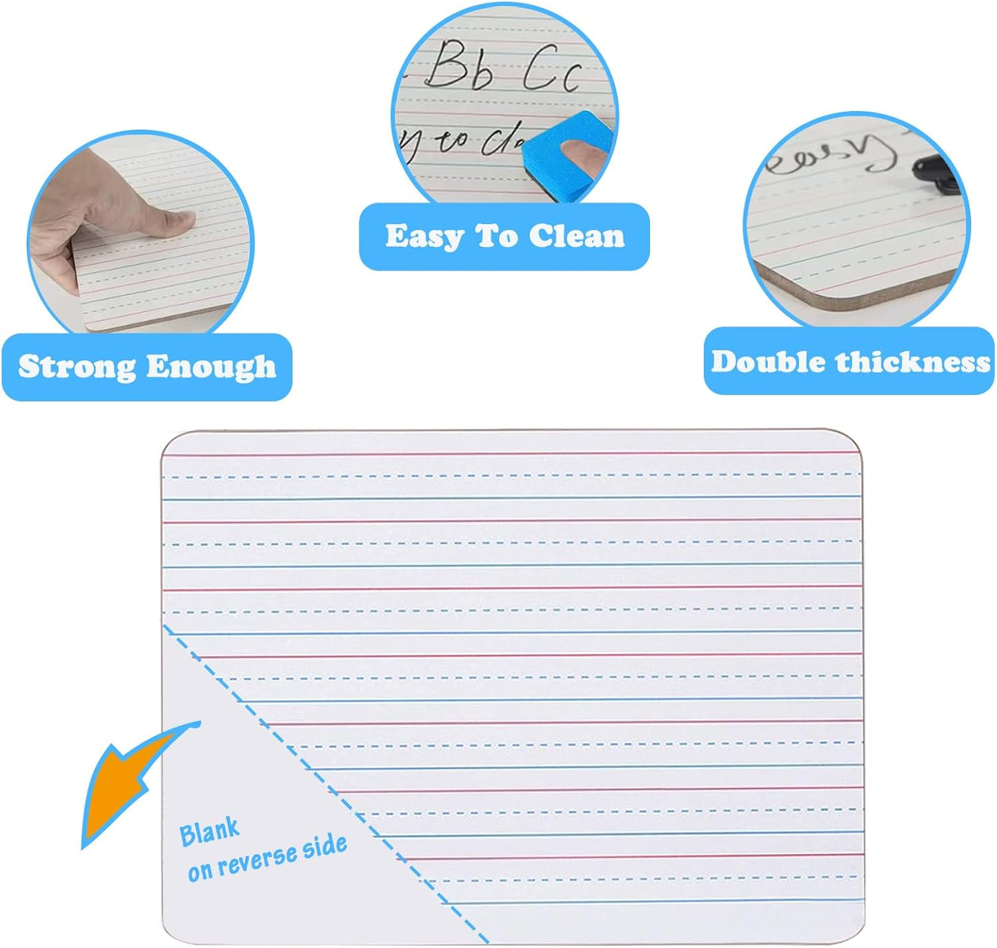 20 Pcs 9"X12" Double Sided Dry Erase Boards, Small Whiteboards with Lines for Students Classroom Teachers School Supplies Office with 24Pens 24 Erasers 24 Pen Clips