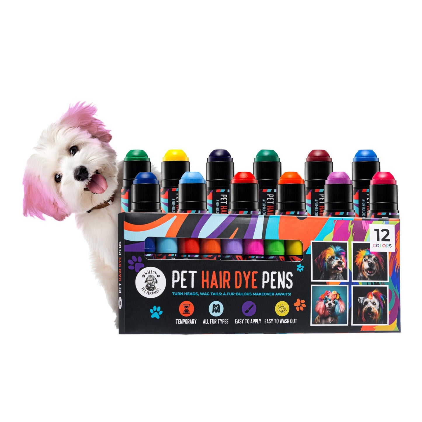 Dog Hair Dye  12 Color Dog Safe Hair Dye  Dog Dye Non Toxic & Temporary. Pet