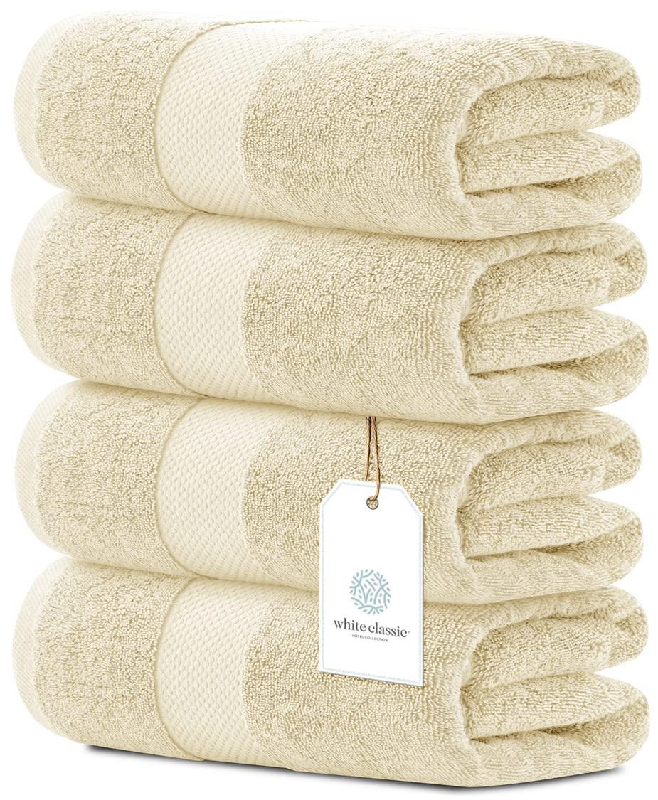 Luxury Bath Towels Large   Cotton Hotel spa Bathroom Towel 30x56  4 Pack  Beige